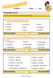 Savoir couper des mots en revenant à la ligne (syllabes) - Examen Evaluation progressive avec le corrigé : 4eme Primaire - PDF à imprimer