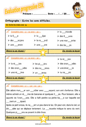 Comment écrire les mots avec - g - Examen Evaluation progressive  : 4eme Primaire - PDF à imprimer