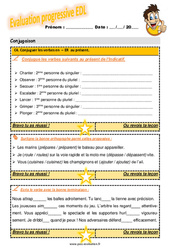 Conjuguer les verbes en - er au présent - Examen Evaluation progressive : 4eme Primaire - PDF à imprimer
