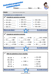 Multiplier par un multiple de 10 - Examen Evaluation progressive : 4eme Primaire - PDF à imprimer