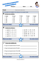 Connaître les multiples et les diviseurs d’un nombre entier - Examen Evaluation progressive : 4eme Primaire - PDF à imprimer