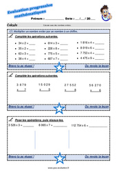 Multiplier un nombre entier par un nombre à un chiffre - Examen Evaluation progressive : 4eme Primaire - PDF à imprimer