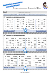 Les compléments à 10, à 100 et à 1000 et aux dizaines et centaines supérieures - Examen Evaluation progressive : 4eme Primaire - PDF à imprimer