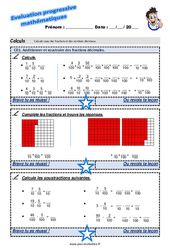 Additionner et soustraire des fractions décimales - Examen Evaluation progressive : 4eme Primaire