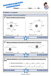 Comparer et mesurer des périmètres - Examen Evaluation progressive : 4eme Primaire - PDF à imprimer