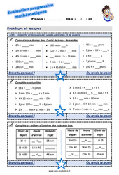 Convertir et mesurer des unités de temps et de durées - Examen Evaluation progressive : 4eme Primaire - PDF à imprimer