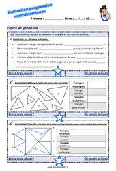 Reconnaître, décrire et nommer le triangle et ses cas particuliers - Examen Evaluation progressive : 4eme Primaire - PDF à imprimer
