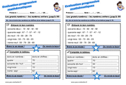 Lire et écrire les nombres en chiffres et en lettres jusqu’à 79 - Examen Evaluation progressive : 2eme Primaire - PDF à imprimer