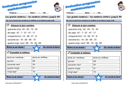 Lire et écrire les nombres en chiffres et en lettres jusqu’à 89 - Examen Evaluation progressive : 2eme Primaire - PDF à imprimer