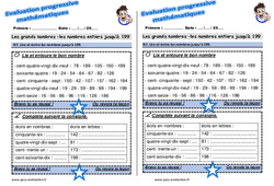 Lire et écrire les nombres jusqu’à 199 - Examen Evaluation progressive : 2eme Primaire - PDF à imprimer