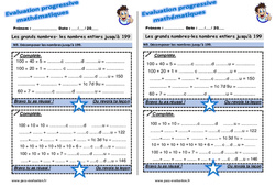 Décomposer les nombres jusqu’à 199 - Examen Evaluation progressive : 2eme Primaire - PDF à imprimer