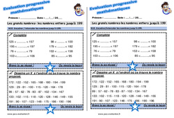 Encadrer / intercaler les nombres jusqu’à 199 - Examen Evaluation progressive : 2eme Primaire - PDF à imprimer