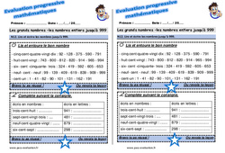 Lire et écrire les nombres jusqu’à 999 - Examen Evaluation progressive : 2eme Primaire - PDF à imprimer