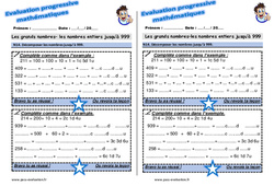Décomposer les nombres jusqu’à 999 - Examen Evaluation progressive : 2eme Primaire - PDF à imprimer