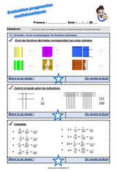Connaître, écrire et décomposer les fractions décimales - Examen Evaluation progressive : 5eme Primaire - PDF à imprimer