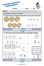 Décomposer et recomposer des fractions - Examen Evaluation progressive : 5eme Primaire - PDF à imprimer