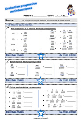 Découvrir les dix - millièmes - Examen Evaluation progressive : 5eme Primaire - PDF à imprimer