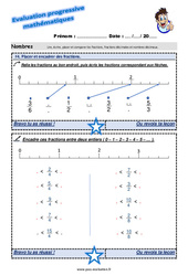 Placer et encadrer des fractions - Examen Evaluation progressive : 5eme Primaire - PDF à imprimer
