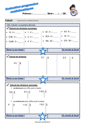 Calculer un quotient décimal - Examen Evaluation progressive : 5eme Primaire - PDF à imprimer