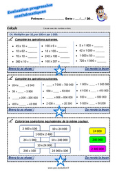 Multiplier par 10, par 100 et par 1 000 - Examen Evaluation progressive : 5eme Primaire - PDF à imprimer