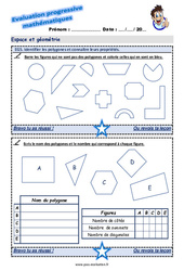 Identifier les polygones et connaître leurs propriétés - Examen Evaluation progressive : 5eme Primaire - PDF à imprimer