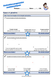 Tracer les triangles et les triangles particuliers - Examen Evaluation progressive : 5eme Primaire - PDF à imprimer