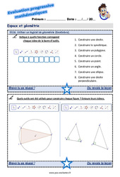 Utiliser un logiciel de géométrie (GeoGebra) - Examen Evaluation progressive : 5eme Primaire - PDF à imprimer
