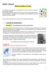 Monde microbien et santé - Cours : 3eme Secondaire - PDF à imprimer