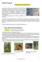 L’évolution de la biodiversité - Cours : 3eme Secondaire - PDF à imprimer