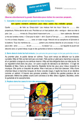 Chazz - club - Atelier « Œil de lynx » : 4eme, 5eme Primaire - PDF à imprimer