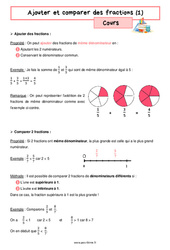 Ajouter et comparer des fractions (1) - Cours de  : 6eme Primaire - PDF à imprimer