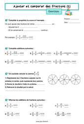 Ajouter et comparer des fractions (1) - Exercices de  : 6eme Primaire - PDF à imprimer