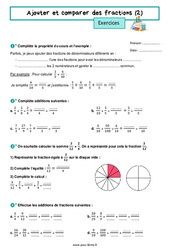 Ajouter et comparer des fractions (2) - Exercices de  : 6eme Primaire - PDF à imprimer
