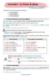 Les formes de phrase - Séquence complète : 1ere Secondaire - PDF à imprimer