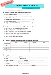 Le passé composé et ses valeurs - Exercices de conjugaison pour la  : 6eme Primaire - PDF à imprimer