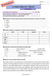 Le passé simple de l’indicatif - Examen Evaluation de conjugaison pour la  : 6eme Primaire - PDF à imprimer