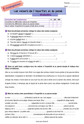 Les valeurs de l'imparfait et du passé simple - Examen Evaluation de conjugaison pour la  : 6eme Primaire - PDF à imprimer