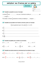Multiplier une fraction par un nombre - Exercices pour la  : 6eme Primaire - PDF à imprimer