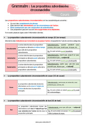 Les propositions subordonnées circonstancielles - Séquence complète : 1ere Secondaire - PDF à imprimer