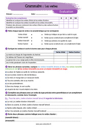 Les verbes attributifs et d'action - Examen Evaluation avec la correction : 1ere Secondaire - PDF à imprimer