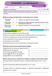 Les déterminants (2) - Examen Evaluation avec la correction : 1ere Secondaire - PDF à imprimer