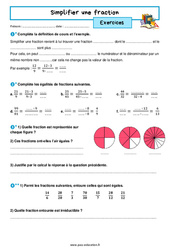 Simplifier une fraction - Exercices avec les corrigés : 1ere Secondaire - PDF à imprimer