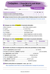 L’imparfait et le passé simple de l’indicatif - Examen Evaluation avec la correction : 1ere Secondaire - PDF à imprimer