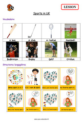 Sports in UK - Cours, Leçon d'anglais  - Séquence 14 - My English Pass : 1ere, 2eme Primaire - PDF gratuit à imprimer