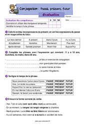Passé, présent, futur - Évaluation de conjugaison : 2eme Primaire - PDF à imprimer