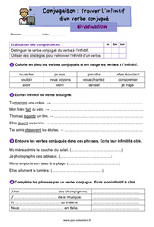 Trouver l’infinitif d’un verbe conjugué - Évaluation de conjugaison : 2eme Primaire - PDF à imprimer