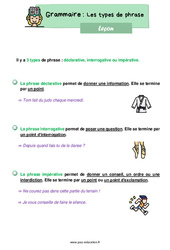 Les types de phrase - Cours, Leçon de grammaire : 2eme Primaire - PDF gratuit à imprimer