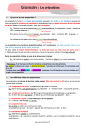 Les prépositions - Séquence complète : 1ere Secondaire - PDF à imprimer