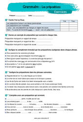Les prépositions - Exercices avec les corrigés : 1ere Secondaire - PDF à imprimer