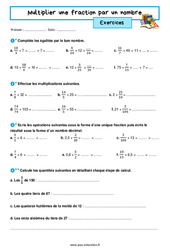 Multiplier une fraction par un nombre - Exercices avec les corrigés : 1ere Secondaire - PDF à imprimer